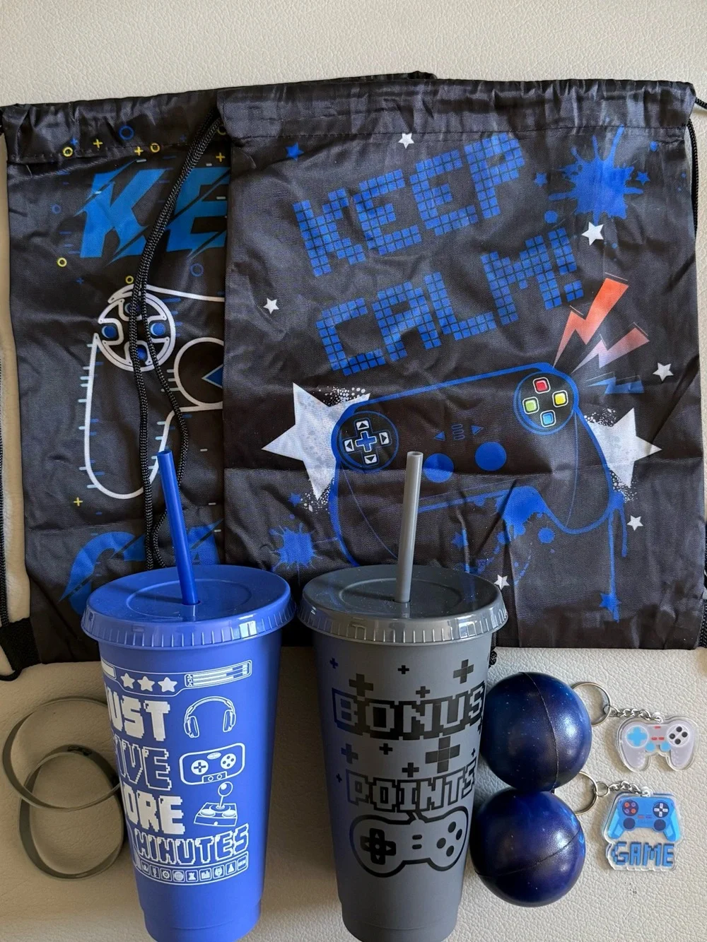 NEW Video Gamer Theme Drawstring Bag Party Favor Goodie Bag | 10 Piece Set of 2